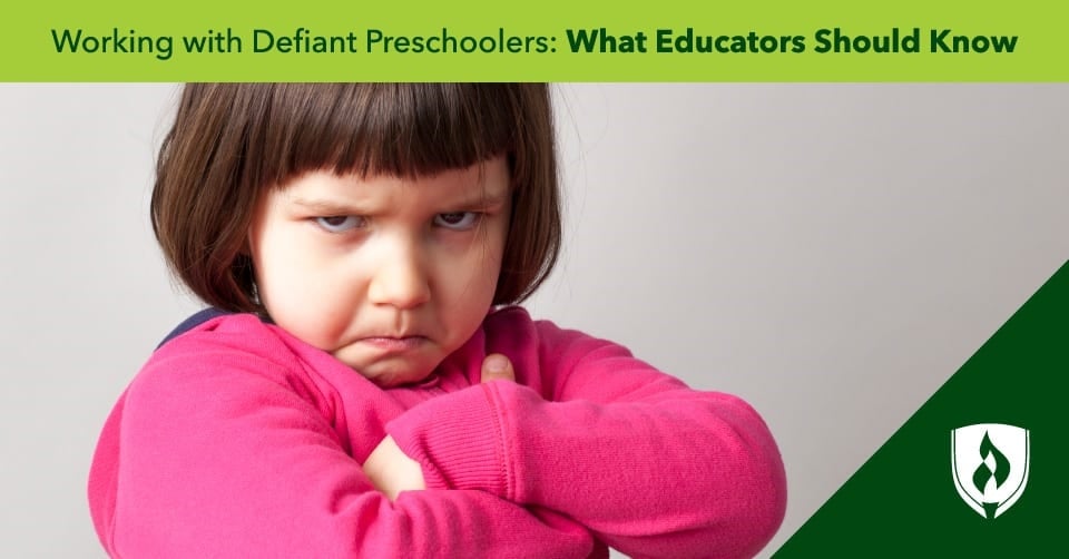photo of a preschooling making an angry face representing working with defiant preschoolers